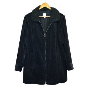 J Jill Womens Heritage Tumbled Cord Coat Plus Size IX Black Corduroy Jacket